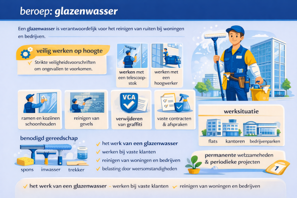 Alles over het beroep glazenwasser wat doet een glazenwasser